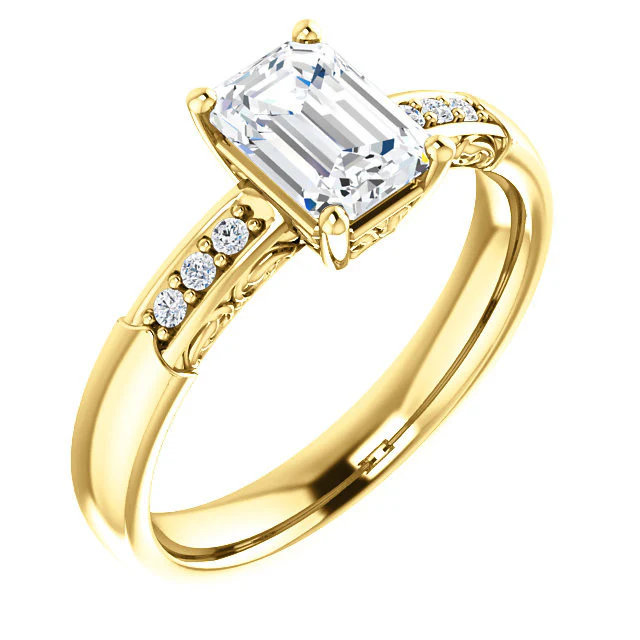 CZ Wedding Set, Style 034 featuring The Gabrielle engagement ring (Customizable Center featuring Round Side Stones and Filigree) - Image 4