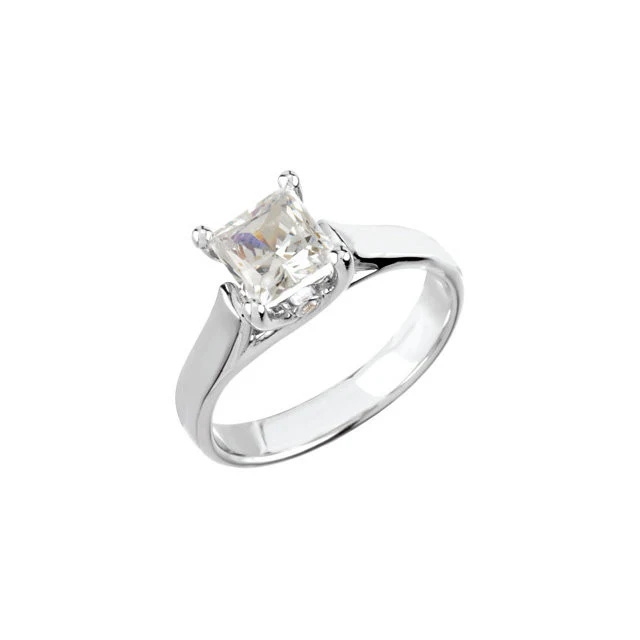 Cubic Zirconia Engagement Ring- The Stacy Belle (0.25-1.25 CT Princess-Cut with Twin Round Peekaboos) - Image 4