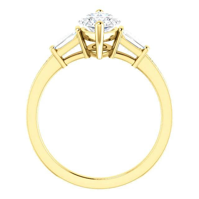 Cubic Zirconia Engagement Ring- The Elizabeth (Customizable Center with Baguette & Pave) - Image 10